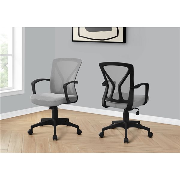 Monarch Specialties Contemporary Grey Ergonomic Adjustable Height Swivel Desk Chair