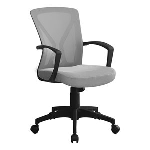 Monarch Specialties Contemporary Grey Ergonomic Adjustable Height Swivel Desk Chair