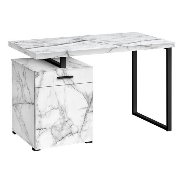 Monarch Specialties 47.25-in White Faux Marble Modern/Contemporary Computer Desk