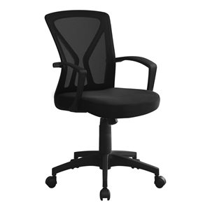 Monarch Specialties Contemporary Ergonomic Adjustable Height Swivel Desk Chair - Black