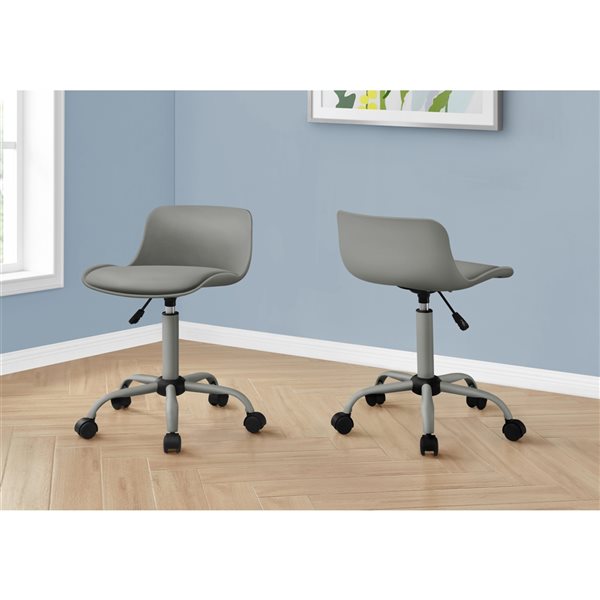 Monarch Specialties Grey Contemporary Ergonomic Adjustable Height Swivel Desk Chair