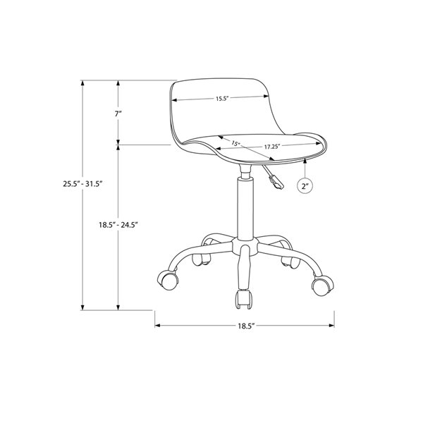 Monarch Specialties Grey Contemporary Ergonomic Adjustable Height Swivel Desk Chair