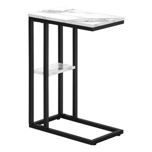 Monarch Specialties White Faux Marble Composite Rectangular End Table