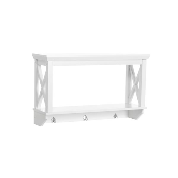 RiverRidge Home La Crosse White 3-Hook Wall Shelf