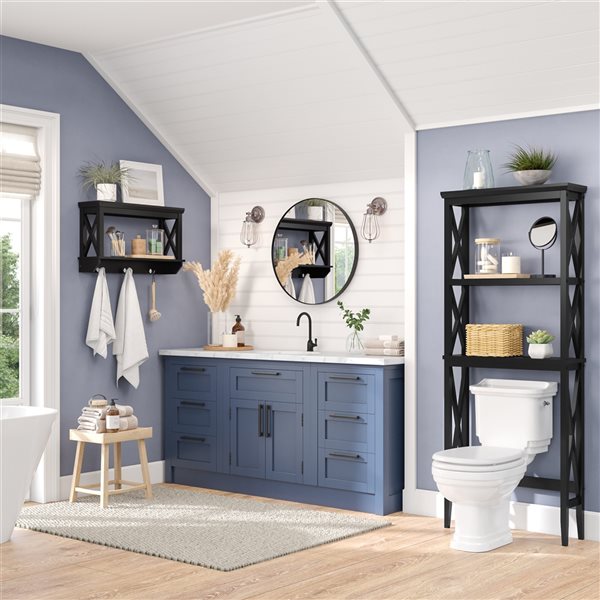 RiverRidge Home La Crosse Black 3-Hook Wall Shelf