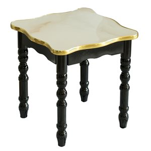 Fabulaxe White and Black Wooden Square End Table