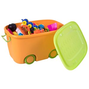 Basicwise Orange Rectangular Toy Storage Box- Set of 2