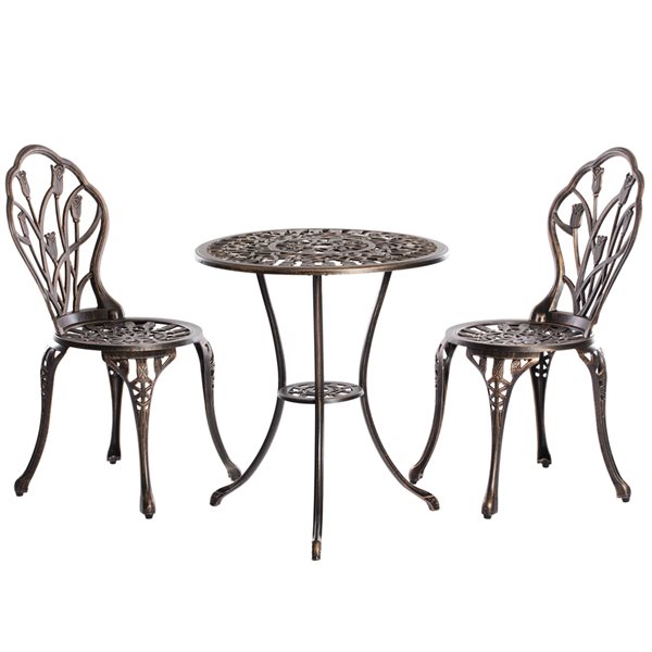 Gardenised Bronze Outdoor Conversation Set - 3-Piece