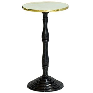 Fabulaxe White and Black Wooden Round End Table