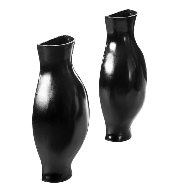 Uniquewise 24.5-in x 11-in Black Fibreglass Vases - Set of 2