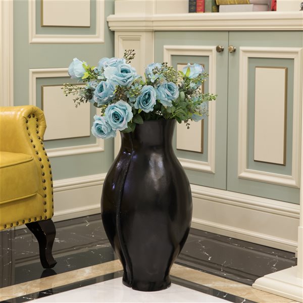 Uniquewise 24.5-in x 11-in Black Fibreglass Vases - Set of 2