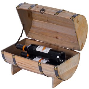 Vintiquewise 3-Bottle Brown Wooden Barrel-Shaped Wine Cabinet