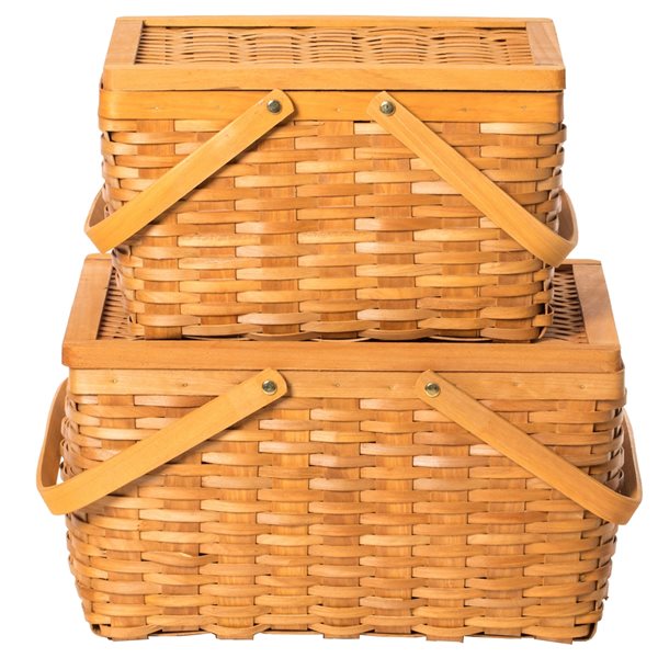 Vintiquewise 15.5-in x 8.5-in Brown Composite Wood Basket - Set of