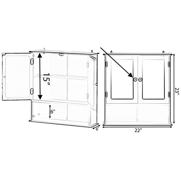 Basicwise 22-in W x 23-in H x 6-in D Black Bathroom Wall Cabinet