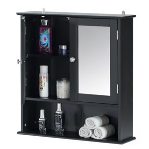 Basicwise 22-in W x 23-in H x 6-in D Black Bathroom Wall Cabinet