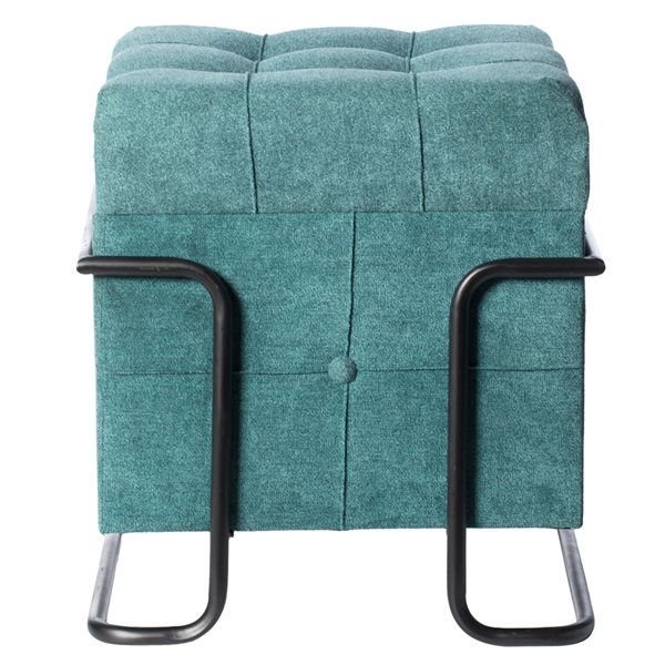 Fabulaxe Modern Blue Polyester Square Ottoman with Integrated Storage