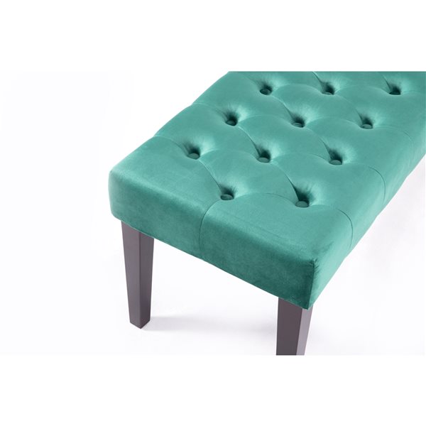 Fabulaxe Modern Green Velvet Rectangle Bench