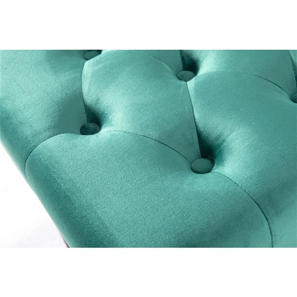 Fabulaxe Modern Green Velvet Rectangle Bench