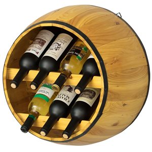 Vintiquewise 7-Bottle Brown Wooden Barrel-Shaped Wine Rack