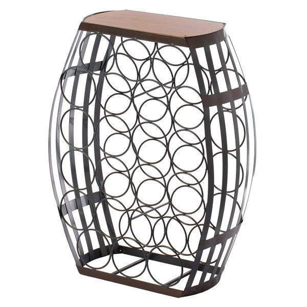 Vintiquewise 22-Bottle Brown Metal Barrel-Shaped Wine Rack