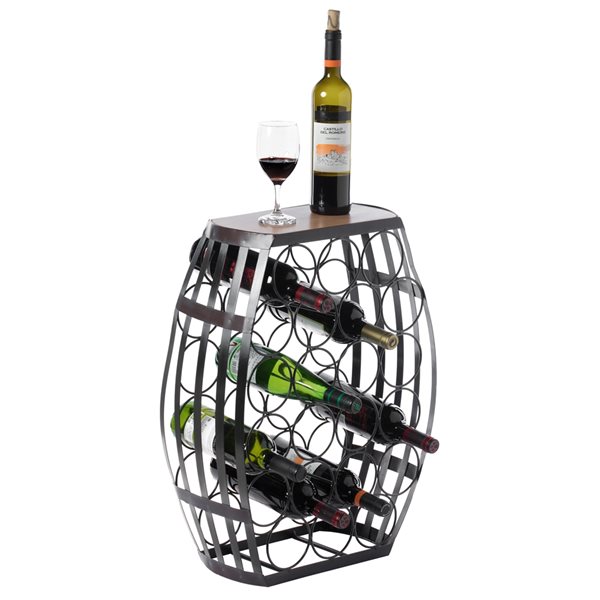 Vintiquewise 22-Bottle Brown Metal Barrel-Shaped Wine Rack