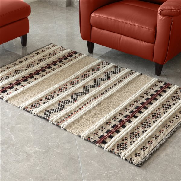 Tapis d'intérieur bohème de couleur beige de 2 pi x 3 pi par Deerlux, rectangulaire