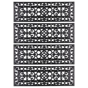 Gardenised Black Rubber Non-Slip Stair Mats - Set of 4