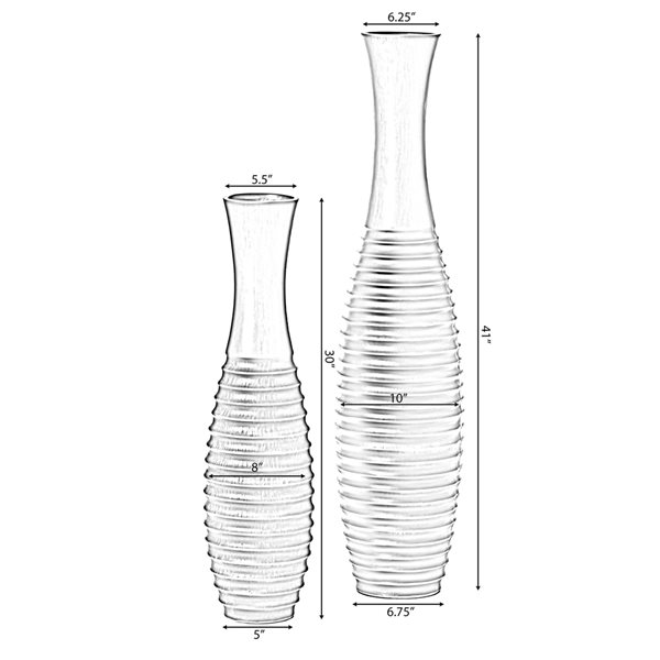 Uniquewise 41-in x 10-in Polyresin Vases - Set of 2