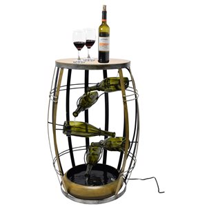 Vintiquewise Brown Metal Barrel-Shaped Wine Bottle Fountain