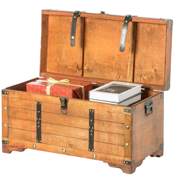 Coffre de rangement Vintiquewise en bois brun antique de 12 po avec cadenas  QI003026.LK