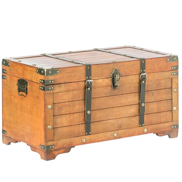 Vintiquewise 13.5-in x 15-in Brown Wood Storage Trunk QI003943.S