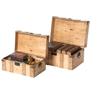 Vintiquewise 18-in x 9-in Light Brown Wood Storage Trunk - Set of 2