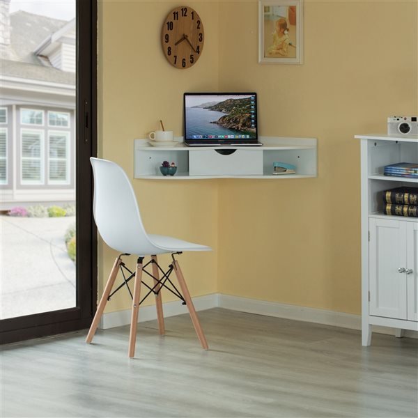 Basicwise 33-in White Modern/Contemporary Corner Desk