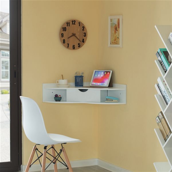 Basicwise 33-in White Modern/Contemporary Corner Desk