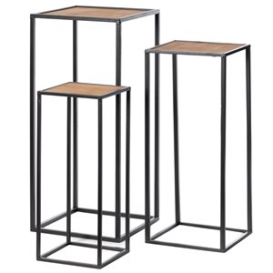 Vintiquewise Wood and Metal Nesting Tables - Set of 3