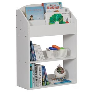 Basicwise White Wood 4-Shelf Standard Bookcase