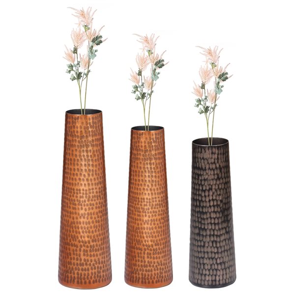 Uniquewise 17.75in x 5.25in Aluminum Vases Set of 3 QI004127.3 RONA