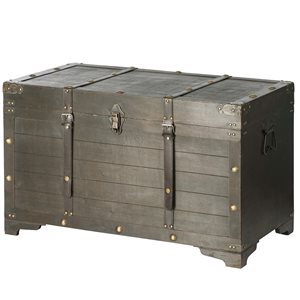 Vintiquewise 31.5-in x 19.75-in Brown Wood Storage Trunk