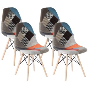 Fabulaxe Multicolour Contemporary Dining Chair with Wood Legs - Set of 4