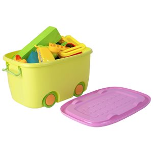 Basicwise Yellow Rectangular Toy Storage Box - Set of 2