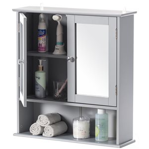 Basicwise 22-in W x 23-in H x 6-in D Grey Bathroom Wall Cabinet