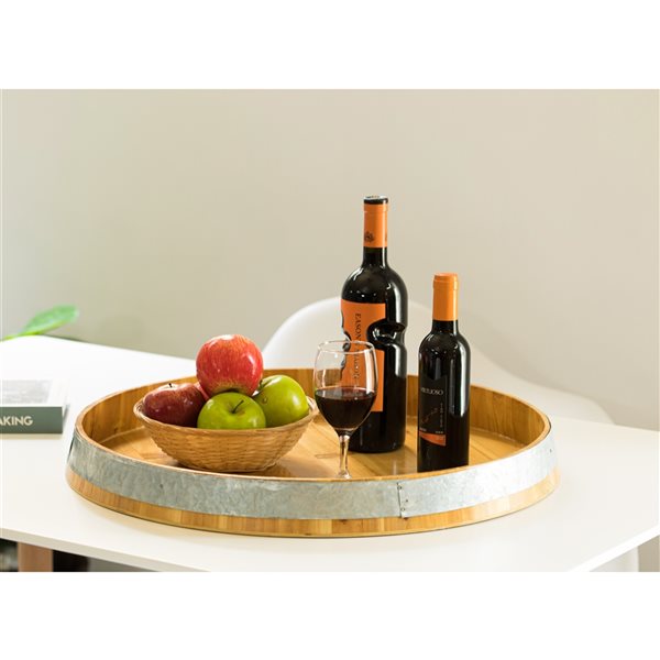 Vintiquewise 21.75-in Brown Round Serving Tray