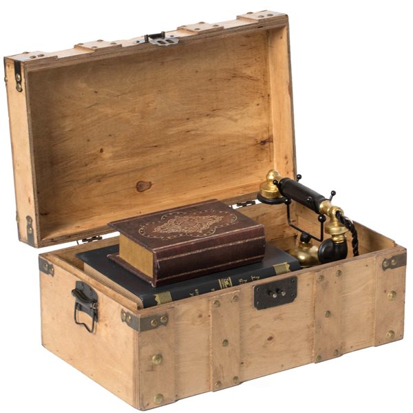 Coffre de rangement en bois brun clair par Vintiquewise de 18 po x 9 po  QI004014.L