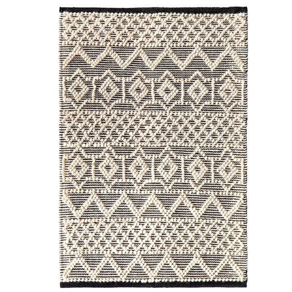 Deerlux 2-ft x 3-ft Beige and Black Rectangular Indoor Area Rug