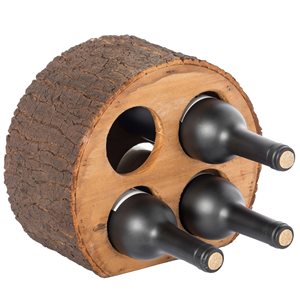 Vintiquewise 4-Bottle Brown Wooden Log-Shaped Wine Rack