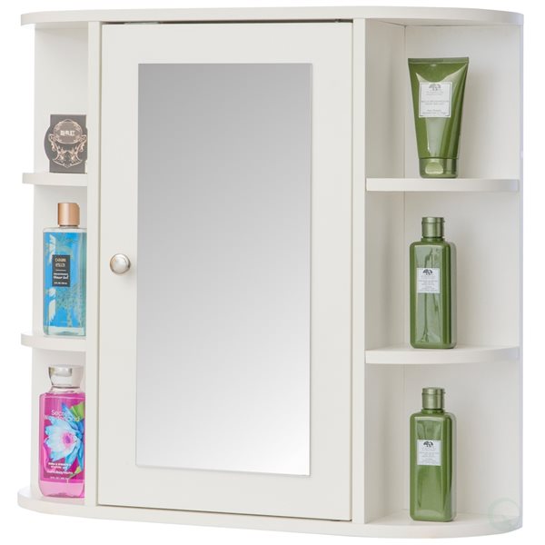 Basicwise 26-in W x 25-in H x 6.5-in D White Bathroom Wall Cabinet