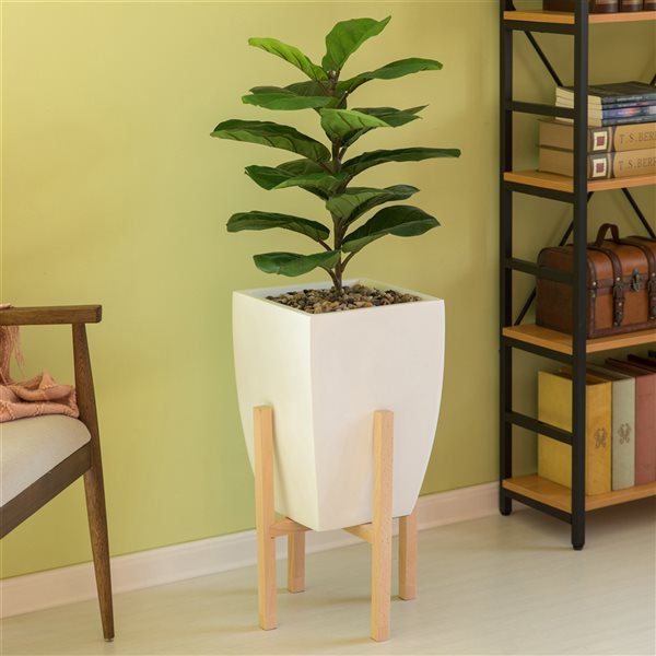 Uniquewise Pot de plante de table en métal noir contemporain avec