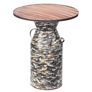Vintiquewise Brown Wooden Milk Can-Shaped End Table