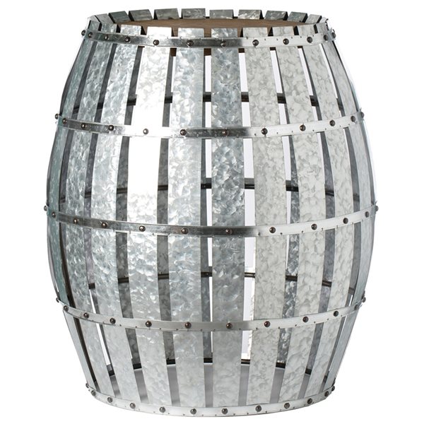 Vintiquewise Wood and Galvanized Steel Barrel-Shaped End Table