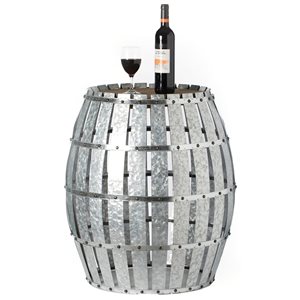 Vintiquewise Wood and Galvanized Steel Barrel-Shaped End Table